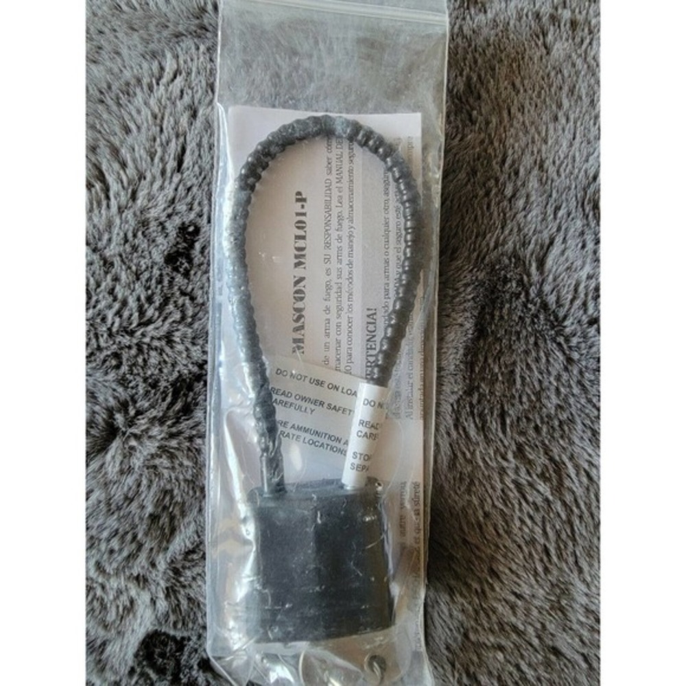 Mascon MCL01-P Black Cable Gun Lock W/ Instructions & 2 Keys‎ NEW